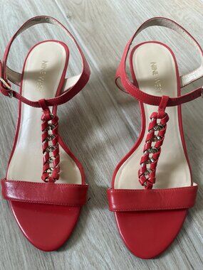 Orange Nine West Kitten Heels